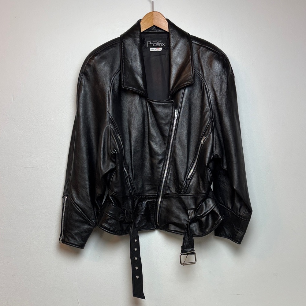 VTG 80s Outerwear By Phoenix Women’s Large‎ Black Leather Motorcycle Jacket
